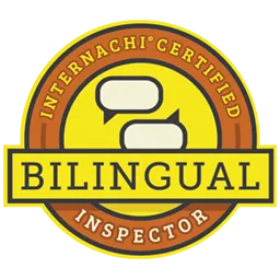 InterNACHI badge stating "Bilingual Inspector," highlighting expertise in providing home inspection services in multiple languages.