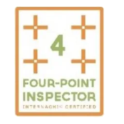 InterNACHI Certified Four-Point Inspector logo, representing expertise in inspecting HVAC, plumbing, electrical, and roofing systems.