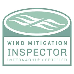 InterNACHI Certified Wind Mitigation Inspector logo, representing expertise in assessing structures for wind resistance and storm preparedness.