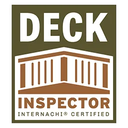 InterNACHI Certified Deck Inspector logo, representing expertise in evaluating deck structures for safety and stability.