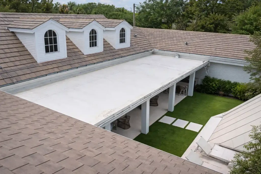 Aerial view of a residential property during a home inspection in Doral, FL.