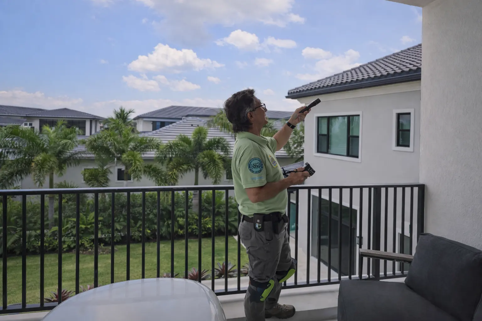 Home inspector performing a full home inspection in Homestead, FL.