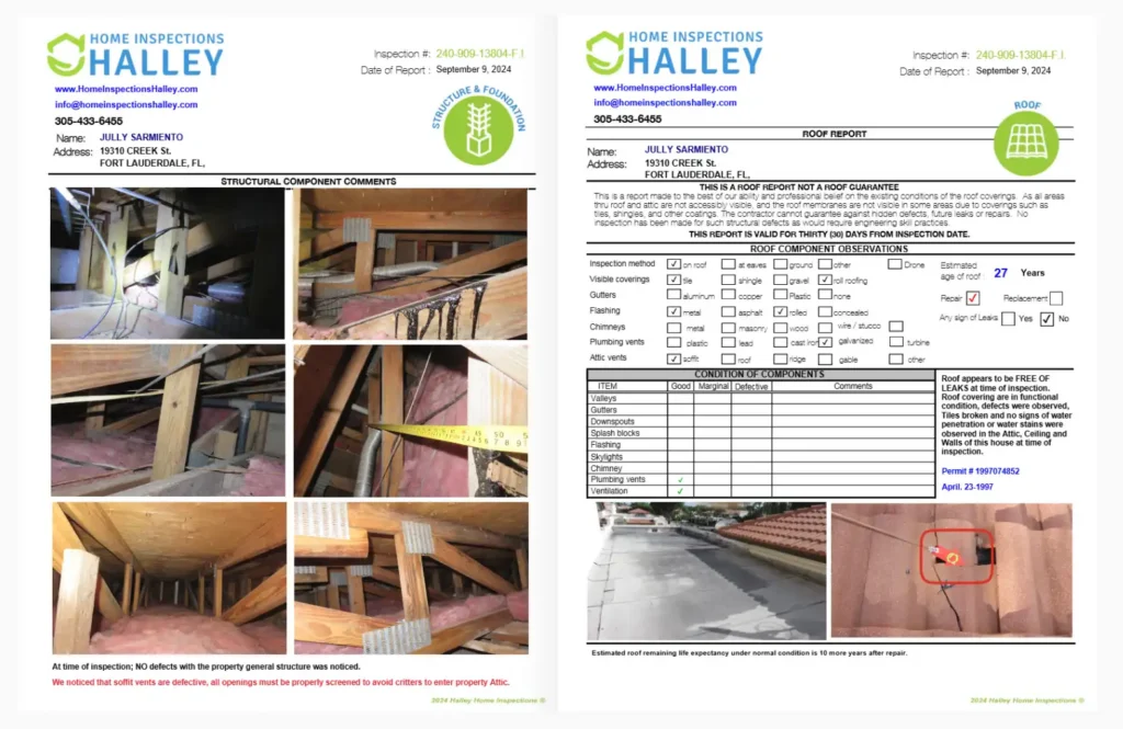 home inspection report documenting home inspections findings